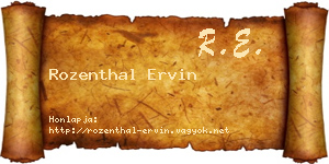 Rozenthal Ervin névjegykártya